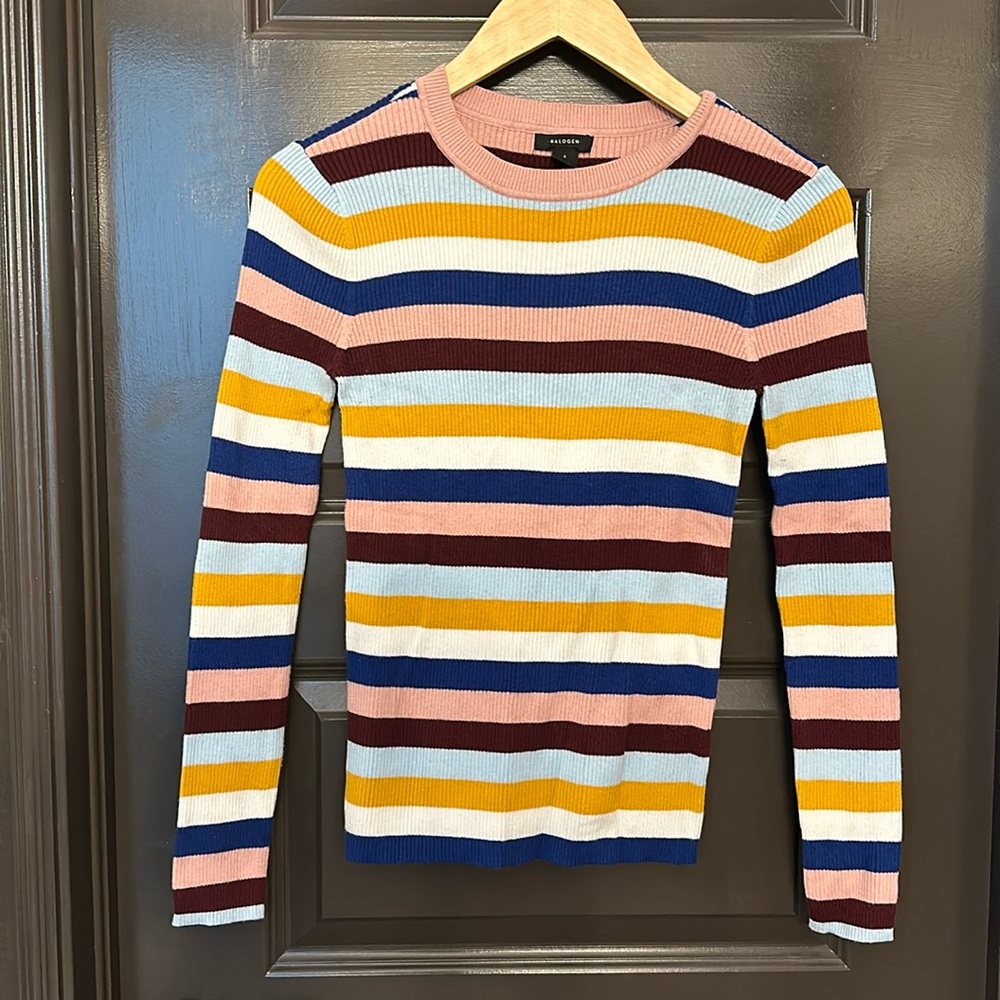 Halogen crewneck striped sweater, size S